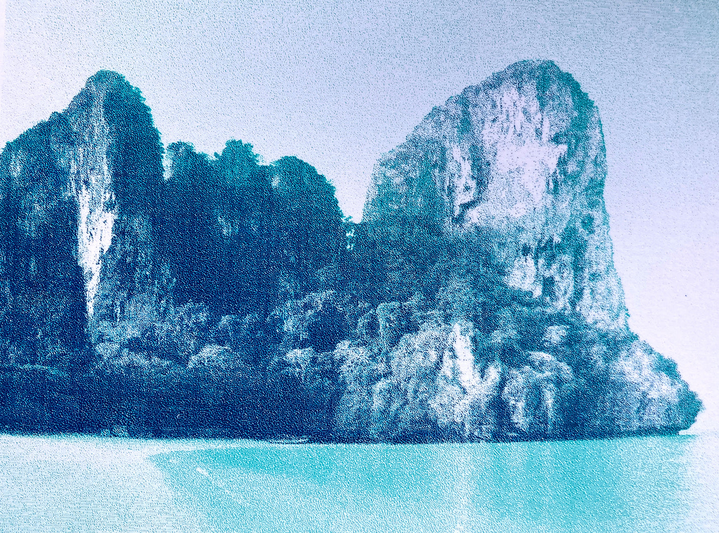 Railey Beach / Light Turquoise | Screen print | A3 size