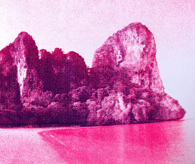 Railey Beach / Pink | Screen print | A3 size